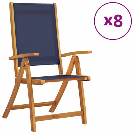 Tuinstoelen inklapbaar 8 st massief acaciahout en textileen
