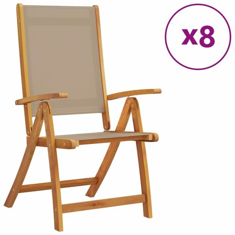 Tuinstoelen inklapbaar 8 st massief acaciahout en textileen