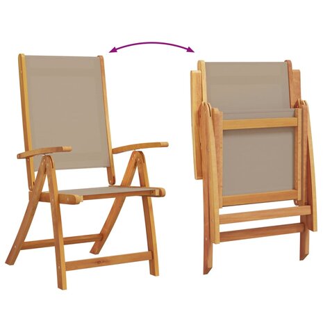 Tuinstoelen inklapbaar 8 st massief acaciahout en textileen