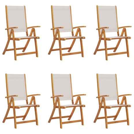 Tuinstoelen inklapbaar 6 st massief acaciahout en textileen