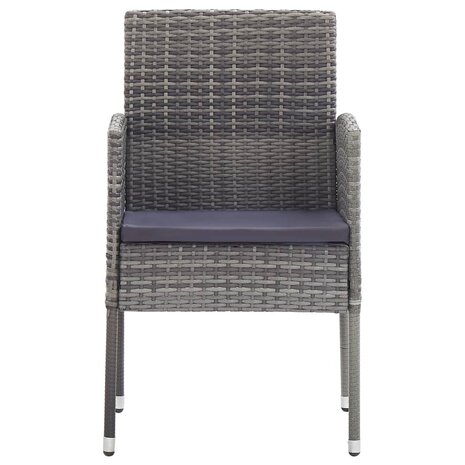 Tuinstoelen 2 st met donkergrijze kussens poly rattan grijs