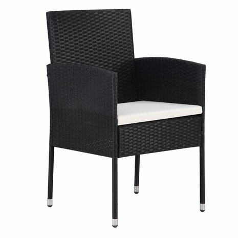 Tuinstoelen 4 st met crèmewitte kussens poly rattan zwart