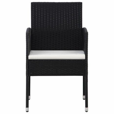 Tuinstoelen 4 st met crèmewitte kussens poly rattan zwart