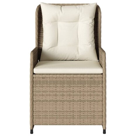 Tuinstoelen 2 st verstelbaar poly rattan beige