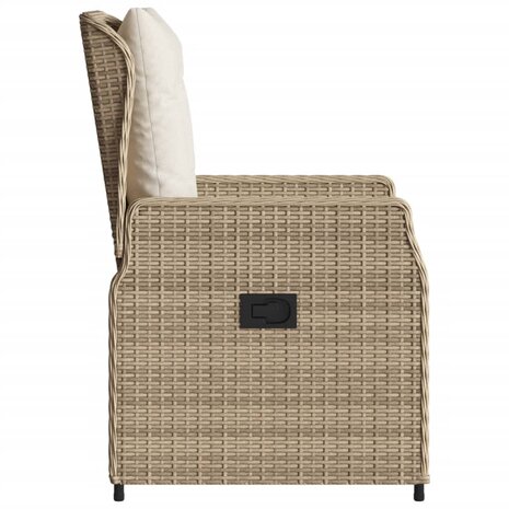 Tuinstoelen 2 st verstelbaar poly rattan beige