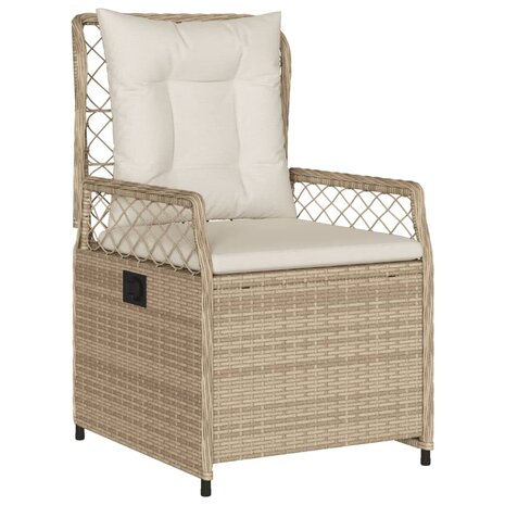 Tuinstoelen 2 st verstelbaar poly rattan beige