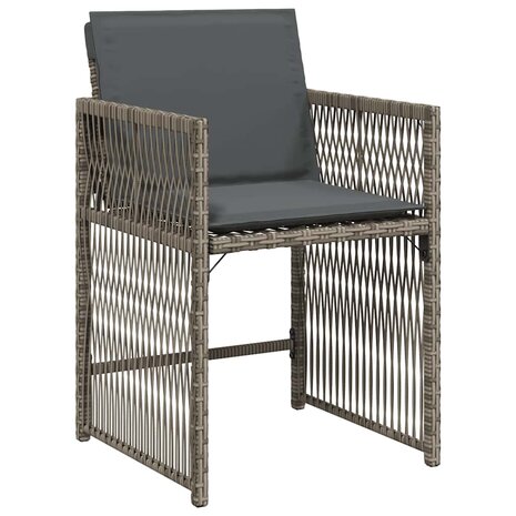 Tuinstoelen 4 st met kussens poly rattan grijs