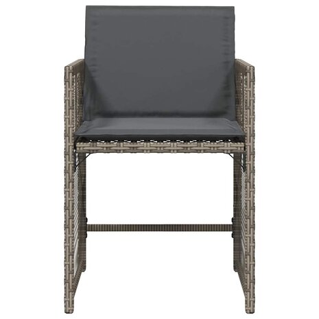 Tuinstoelen 4 st met kussens poly rattan grijs