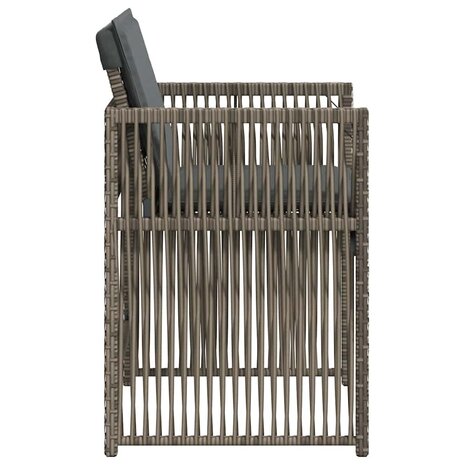 Tuinstoelen 4 st met kussens poly rattan grijs
