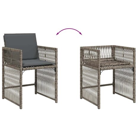 Tuinstoelen 4 st met kussens poly rattan grijs