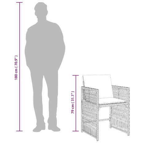 Tuinstoelen 4 st met kussens poly rattan grijs