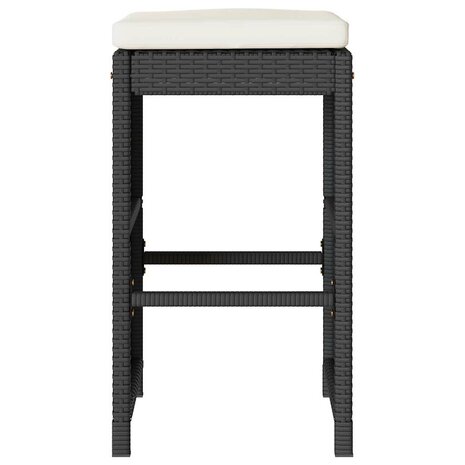 Tuinbarkrukken met kussens 2 st poly rattan zwart
