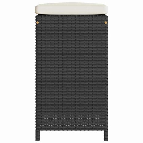 Tuinbarkrukken met kussens 2 st poly rattan zwart