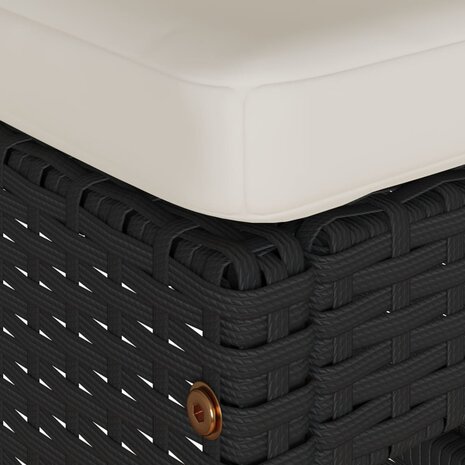 Tuinbarkrukken met kussens 2 st poly rattan zwart