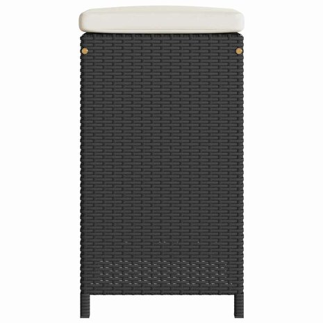 Tuinbarkrukken met kussens 6 st poly rattan zwart