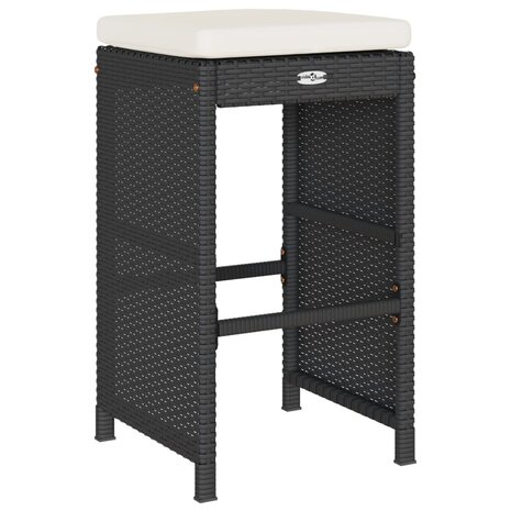 Tuinbarkrukken met kussens 6 st poly rattan zwart