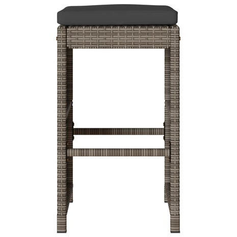 Tuinbarkrukken met kussens 6 st poly rattan grijs