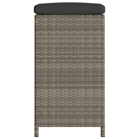 Tuinbarkrukken met kussens 6 st poly rattan grijs