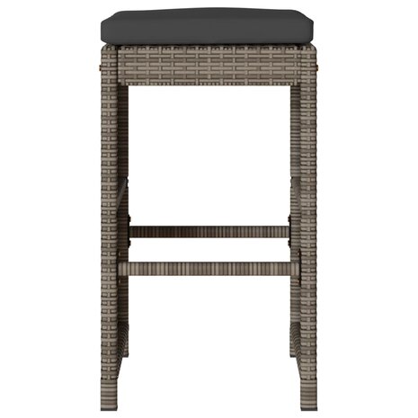 Tuinbarkrukken met kussens 2 st poly rattan grijs