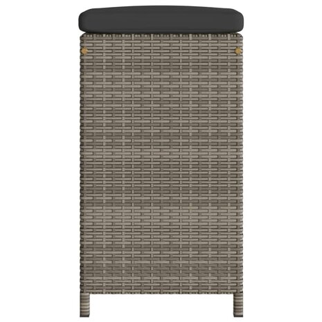 Tuinbarkrukken met kussens 2 st poly rattan grijs