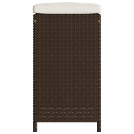 Tuinbarkrukken 2 st met kussens poly rattan bruin
