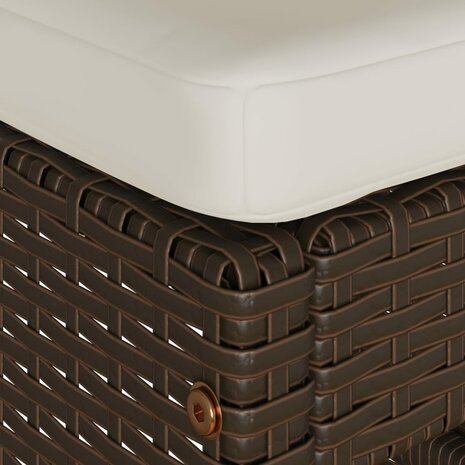 Tuinbarkrukken 2 st met kussens poly rattan bruin