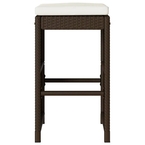 Tuinbarkrukken met kussens 4 st poly rattan bruin