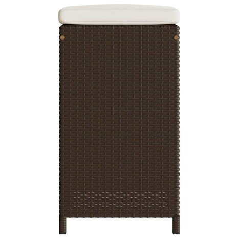 Tuinbarkrukken met kussens 4 st poly rattan bruin