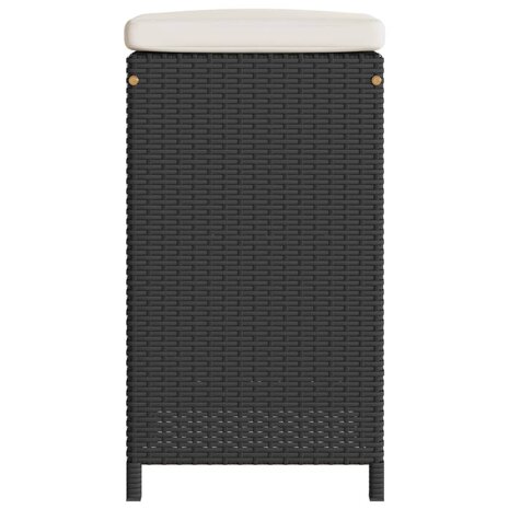 Tuinbarkrukken met kussens 4 st poly rattan zwart