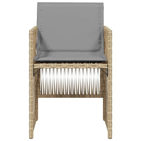Tuinstoelen 4 st met kussens poly rattan gemengd beige