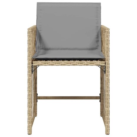 Tuinstoelen 4 st met kussens poly rattan gemengd beige