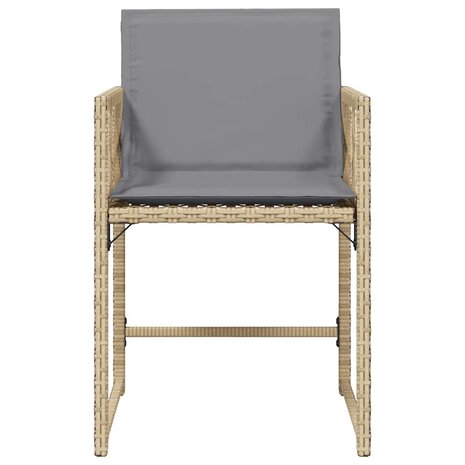 Tuinstoelen 4 st met kussens poly rattan gemengd beige