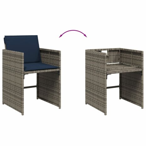 Tuinstoelen 4 st met kussens poly rattan grijs