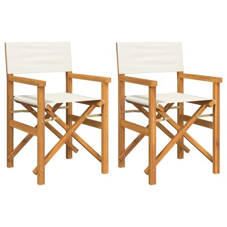 Regisseursstoelen inklapbaar 2 st massief teakhout crèmekleurig