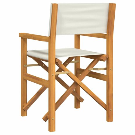 Regisseursstoelen inklapbaar 2 st massief teakhout crèmekleurig