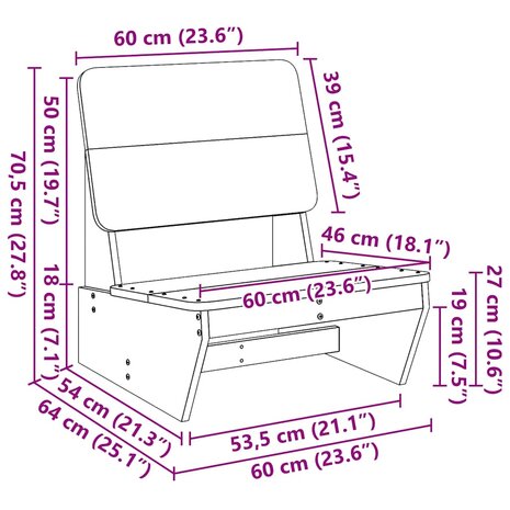 Tuinstoelen 2 st 60x64x70,5 cm massief douglashout