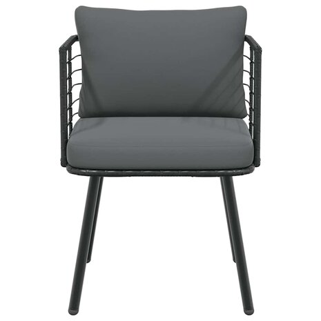 Tuinstoelen 2 st met kussens poly rattan zwart