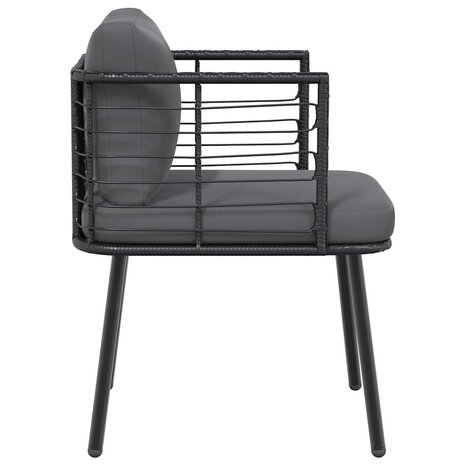 Tuinstoelen 2 st met kussens poly rattan zwart