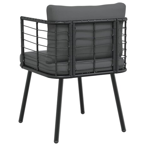 Tuinstoelen 2 st met kussens poly rattan zwart
