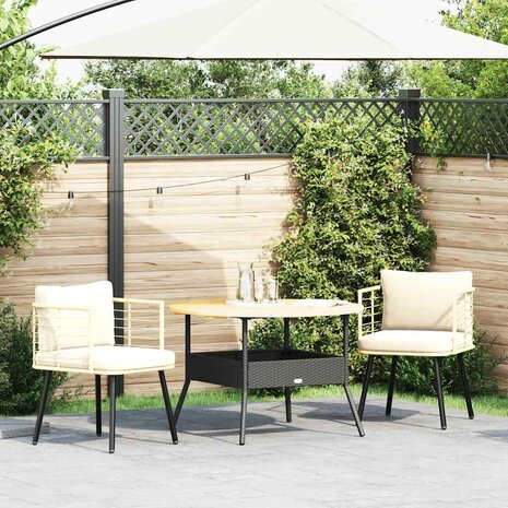 Tuinstoelen 2 st met kussens poly rattan naturel
