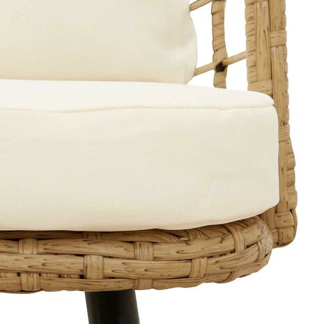Tuinstoelen 2 st met kussens poly rattan naturel