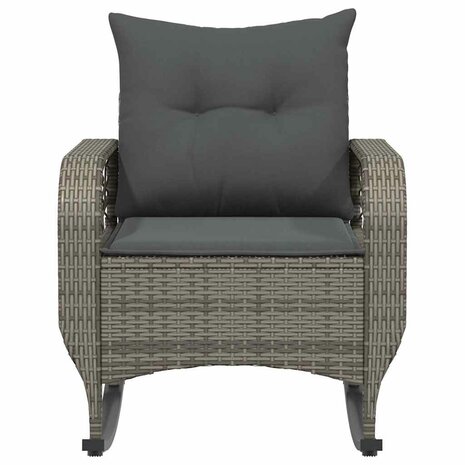 Tuinschommelstoel met kussens poly rattan grijs