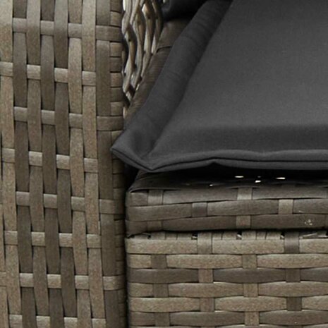 Tuinschommelstoel met kussens poly rattan grijs