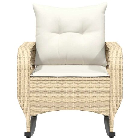 Tuinschommelstoel met kussens poly rattan beige