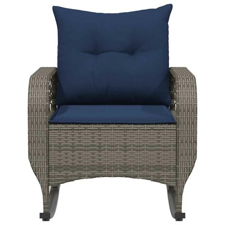 Tuinschommelstoel met kussens poly rattan grijs
