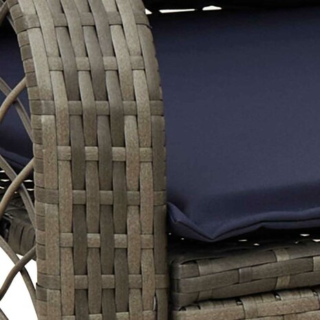 Tuinschommelstoel met kussens poly rattan grijs