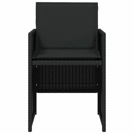 Tuinstoelen 4 st met kussens poly rattan zwart