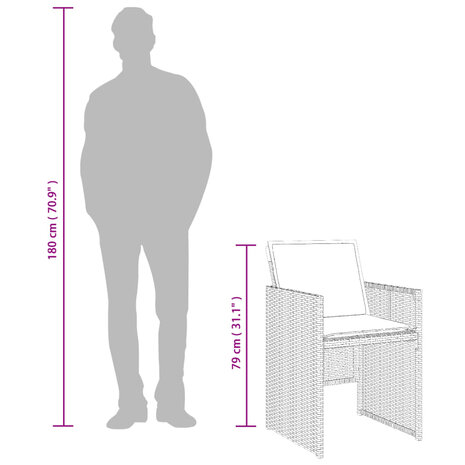 Tuinstoelen 4 st met kussens poly rattan zwart
