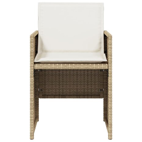 Tuinstoelen 4 st met kussens poly rattan beige