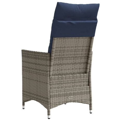 Tuinstoelen 2 st verstelbaar met kussens poly rattan grijs